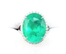 18k White Gold 13.53 Carat Emerald & Diamond Ring