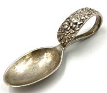 Sterling Silver Steiff Carved Handle Baby Spoon