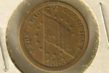 1863 CIVIL WAR TOKEN "THE FLAG OF OUR UNION"  ON