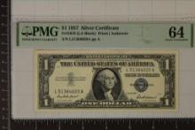 1957 US $1 SILVER CERT PMG 64 CHOICE UNC FR#1619