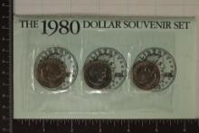 1980-P/D/S SUSAN B. ANTHONY $1 SOUVENIIR SET IN
