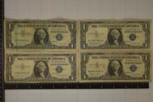 2-1957-A & 2-1957-B US $1 SILVER CERTS, BLUE SEALS