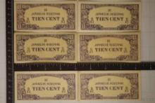 6 JAPANESE REGERRING 10 CENT INVASION CURRENCY