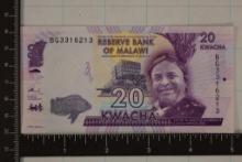 2017 RESERVE BANK OF MALAWI 20 KWACHA CRISP UNC