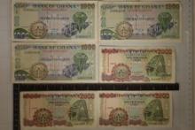6-BANK OF GHANA BILLS: 3-1994-1000 CEDIS & 3-1998-