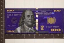 GOLD FOIL COLORIZED REPLICA OF A 2009-A US $100