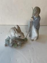 PAIR OF LLADROS BUNNY AND SHEPARD