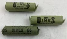 THREE ROLLS UNSEARCHED DIMES