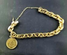 Yellow Gold .900 Bracelet with Cuban Peso