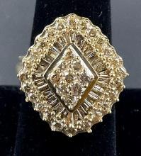 10K Yellow Gold and Diamond Art Deco Cocktail Ring