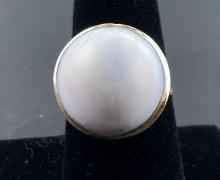 14K Yellow Gold with Pearl Stone