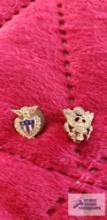 Military pins, one marked Sterling 1/20 10K