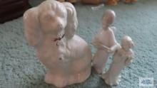 Dog figurine and angel figurines
