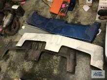 THREE FIBERGLASS FRONT END PIECES AND RUNNING BOARD...