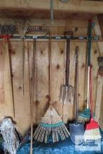 Yard and garden tools and pitchfork