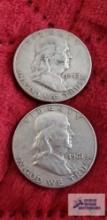 1952 and 1961 Benjamin Franklin half dollars