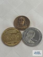 Ronald Reagan and Donald Trump presidential coin, Dwight Eisenhower and Benjamin Franklin