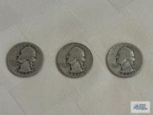 1939 1941 and 1942 Washington quarters