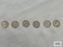 (6) 1964 Washington quarters