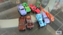 small metal toy jeeps, cars, helicopter