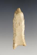 2 1/8" Fluted Paleo with a heavily ground stem and base. Found in Macoupin Co., Illinois. Berner COA