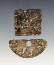 Pair of Silver Sheet Metal Ornaments: Crescent shaped nose ornament, Vicus-Moche culture