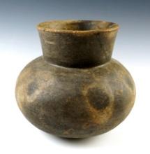 4 1/2" tall x 5 1/4" wide Ancient Pottery Vessel with nice fire clouds on exterior. Some restoration