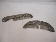 Chinese Silver Dynasty Dragon Comb & Dragon & Phoenix Comb