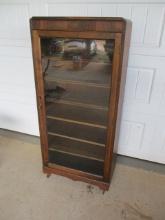 1930's/40's Wood Cabinet w/Glass Door, Push Button Latch