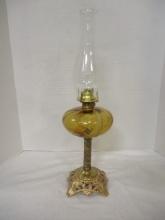 Amber Oil Lamp w/Metal Base