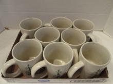 Eight StonEware Mug Set with Log Cabin Winter Scene