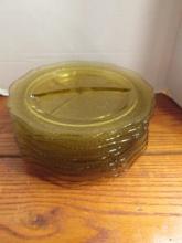 Eight Yellow Depression Glass Divided Plates