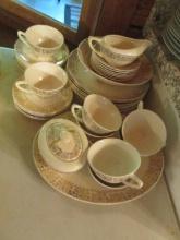 45 Pieces of Vintage Gold Warranted Floral Design China
