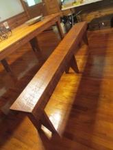 Rustic Hand Constructed Oak Plank Farmhouse Bench with Wrought Head Nails