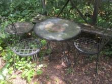 3pc. Metal Table and 1 Wrought Iron Table