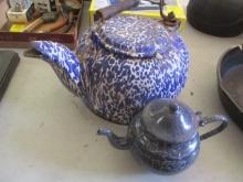 10" Porcelain over Metal Kettle and Small Kettle