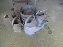 Lot of Galvenized Water Pots and Bucket