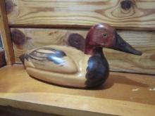 Stained Wood Carved Duck Decoy