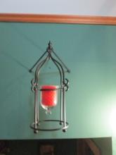 Black Wrought Iron Hanging Pillar Candle Sconce