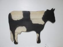 Handpainted Wood Plank Black and White Cow Wall Plaque