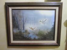 Signed Joanne Koplien Mallard Duck Painting on Canvas