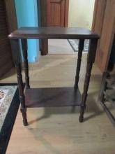 Dark Stained Wood Side Table with Undershelf