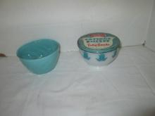 Midcentury Sealtest Cottage Cheese in Fire King Gay Tulip Bowl with Lid and