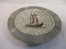 Denmark Midcentury Heide Mosaic Sailboat Motif Ashtray