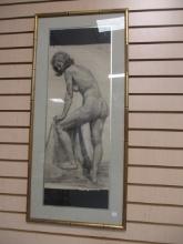 Framed and Matted Original Nude in Charcoal
