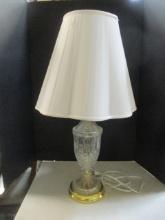 Crystal Table Lamp with Gold Tone Metal Base