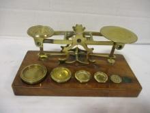 Vintage Brass Balance Scale with Weights