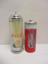 Two Coca-Cola Straw Dispensers