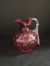 Vintage Fenton Cranberry Jacquelin Glass Pitcher