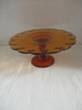Vintage Amber Glass Pedestal Cake Stand